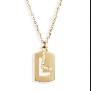 Nordstrom Initial L Dog Tag Pendant Necklace New